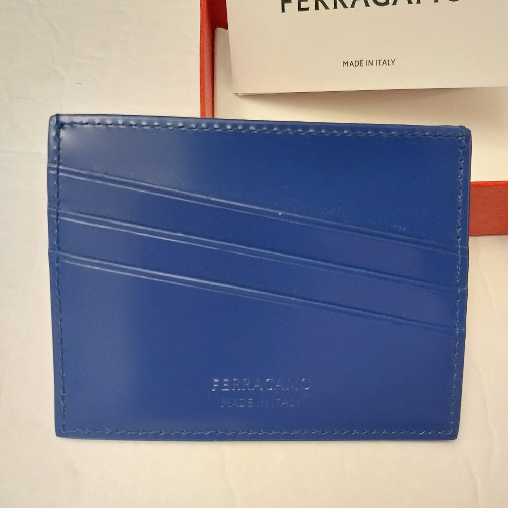 Ferragamo Leather Card Holder Lapis Blue - Picture 4 of 5